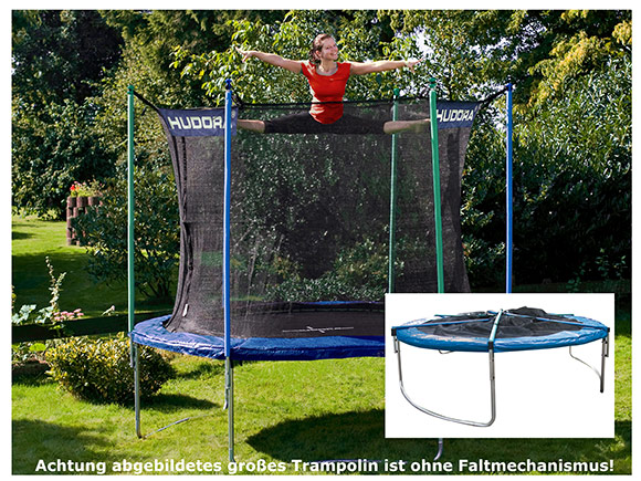 Neuheit Hudora Trampolin 305 cm incl faltbares Netz Einstiegshilfe