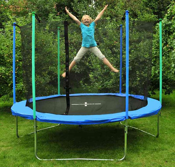 Modell 2012 bis 180 kg, Hudora Trampolin 305 cm Ø blau incl. Netz